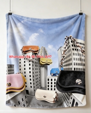 Coach Multicolor Saddle Bag City Print Flannel Sofa Throw Blanket C270